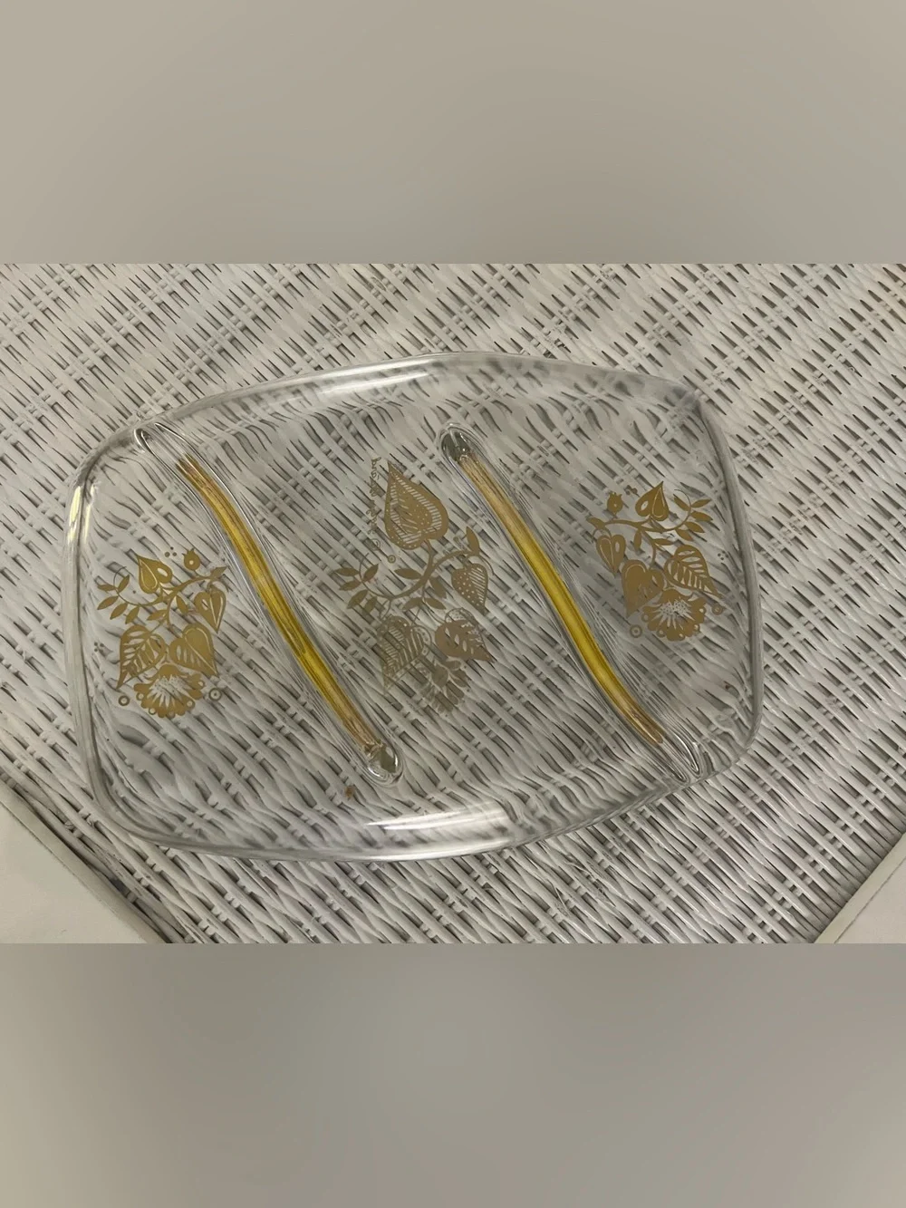 vintage Mid-Century Modern divided glass serving dish designed by Georges Briard